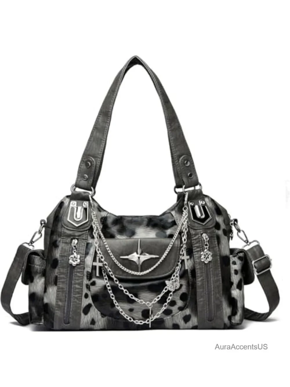 Faux Leather Y2K Hobo Bag Punk Tote Women Gothic Satchel Purse